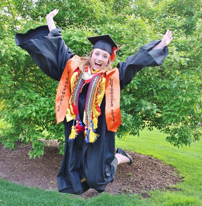 UPDS Logistics Service Representative Ashley Eisert celebrates her graduation from UNO 