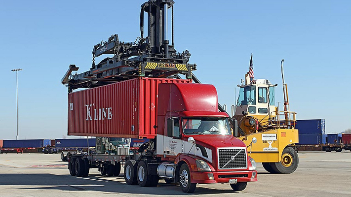 Intermodal container loading in Joliet, Illinois